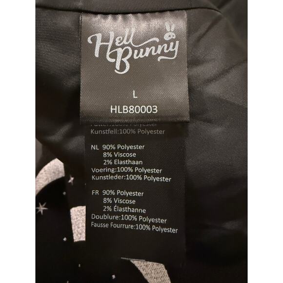 Hell Bunny Long Coat Moons Stars Faux Fur Collar L Large Interstellar - Picture 7 of 8